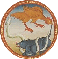 Snake, Pig, and Rooster from Tibetan Tanka (modern, in collection of Mark Schumacher)