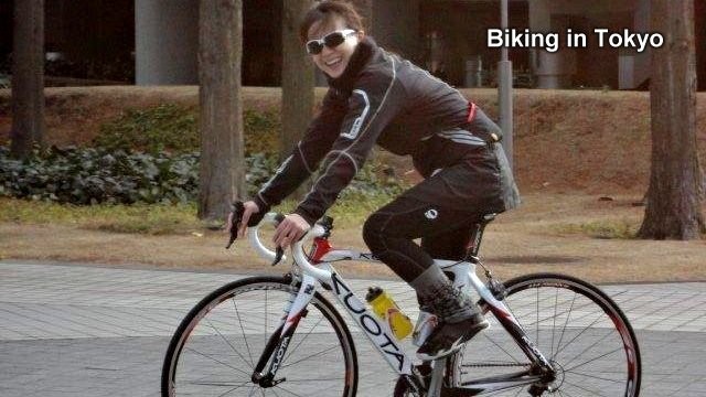Keiko biking in Tokyo