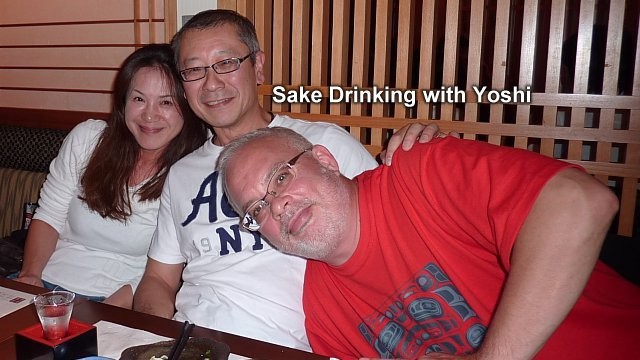 Drinking sake with Yoshi-san