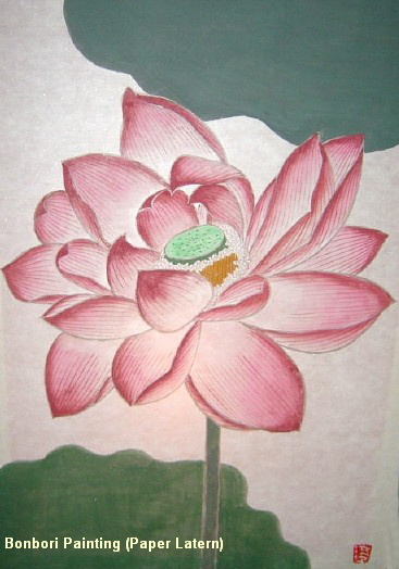 Lotus Painting -- Bonbori (Paper Lantern)