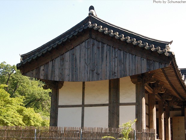 Temple architecture at Magoksa Temple.