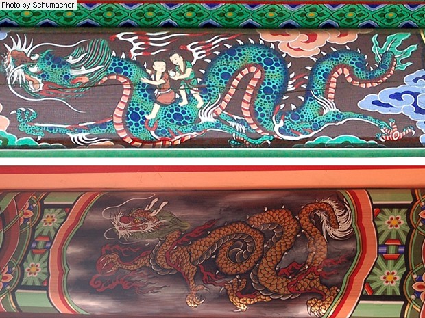 TOP. Dragon painting at Seokjongsa Temple. BOTTOM. At Chukseosa Temple.