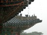 Roof tiles at Gyeongbokgung Palace, Seoul, Korea. The protective rooftop effigies come in various configurations, including groups of three, five, six, seven, and eleven, and meant to protect against fire.