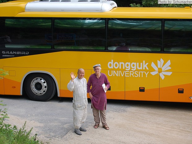 Bye bye now. The Venerable Jongho with Prof. Malcolm Voyce. 