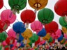 Decorative votive lanterns at Dongguk University. They were installed for the celebration of the Buddha's birthday in late May, but left hanging well into late June.